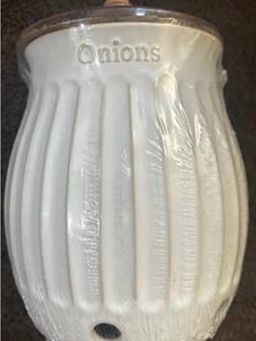Pioneer Woman Colette Cream Ceramic Onion Crock with Vent Holes